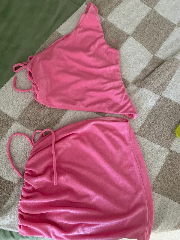Super down Asymmetrical Pink Set - Image 2