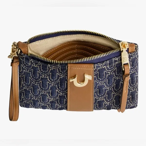 True Religion Women's Mini Wallet, Small Compact Quilted Clutch Pouch - Image 3