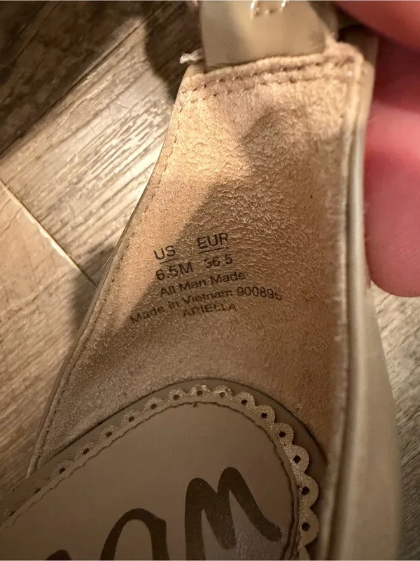 Steve Madden Sam Edelman NADYA Patent Leather Ankle Heel Sandal Shoe Classic Nude 6.5 - Image 4