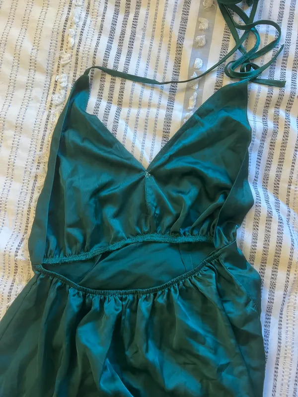 SheIn Green Satin Maxi Dress - Image 4