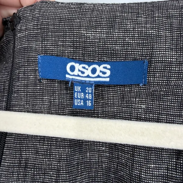 ASOS Womens Grey Linen Blend Short Sleeve Sheath Work Dress USA 16‎ - Image 3