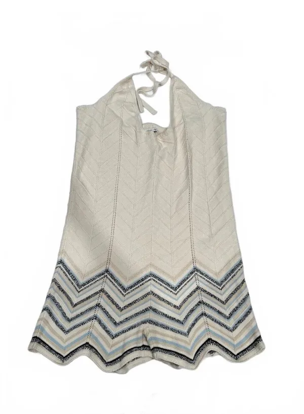 NWT American Eagle Beige Crochet Knit Halter Romper - Image 2