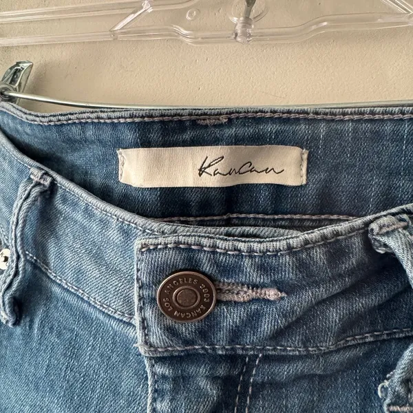 KanCan Skinny Dark Wash Distressed Raw‎ Hem Jeans - Image 3