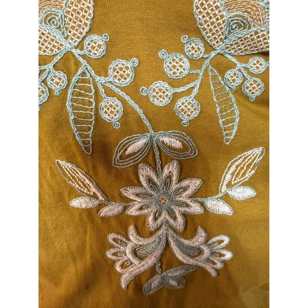 J. Jill Embroidered Mustard Boho Peasant Top Size‎ S Cottagecore Festival - Image 7