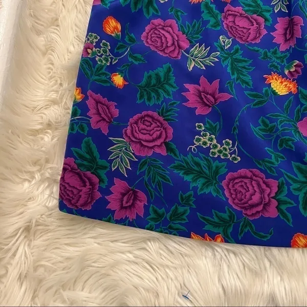 Vintage Country Suburbans Women's Size 2 Pull On Skirt Elastic Waist Blue Floral - Image 3