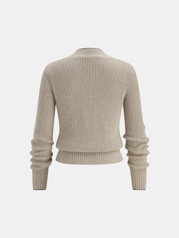 Commence New Knit Wool Blend Cardigan with bow tie medium - Image 3