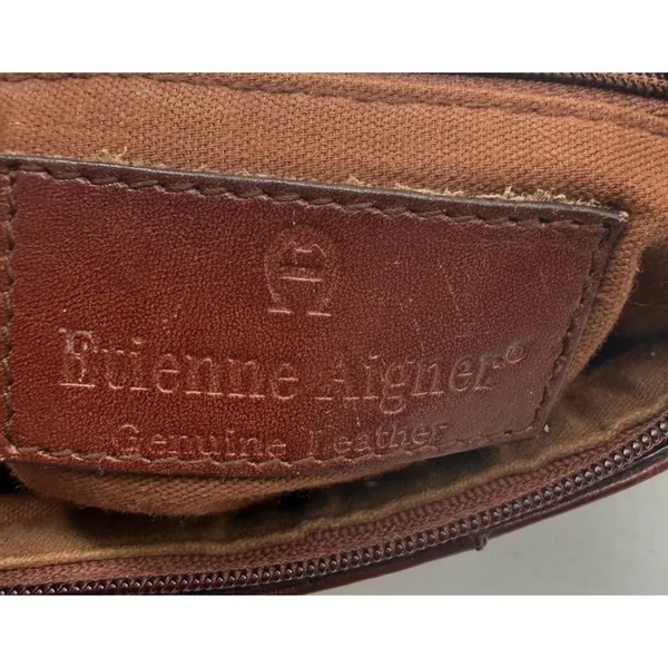 Etienne‎ Aigner Satchel Bag Womens Small Brown Leather Top Handle Logo Purse - Image 9