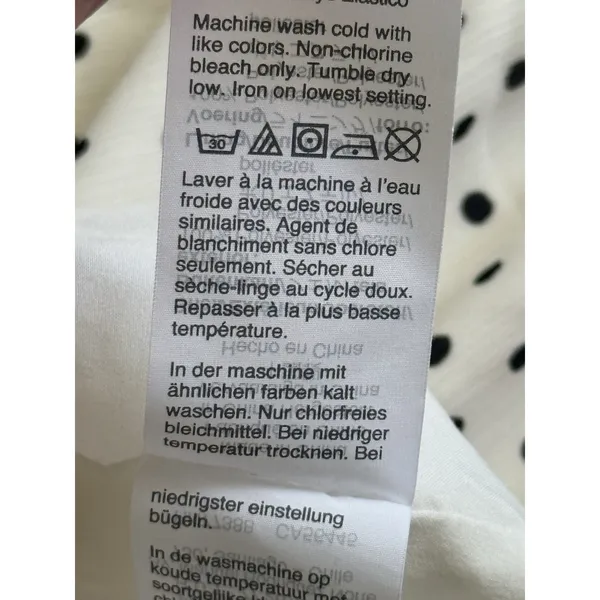 Madewell Smocked Ruffle Shoulder Midi Dress Small Inkbrush‎ Dots White Black - Image 9