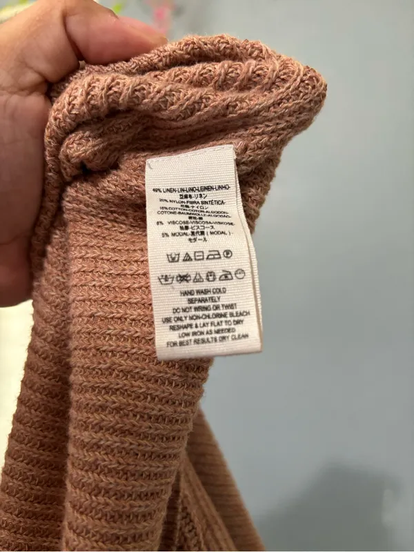 Free People Dusty Rose Wide-Neck Knit Sweater • Size Small - Image 6