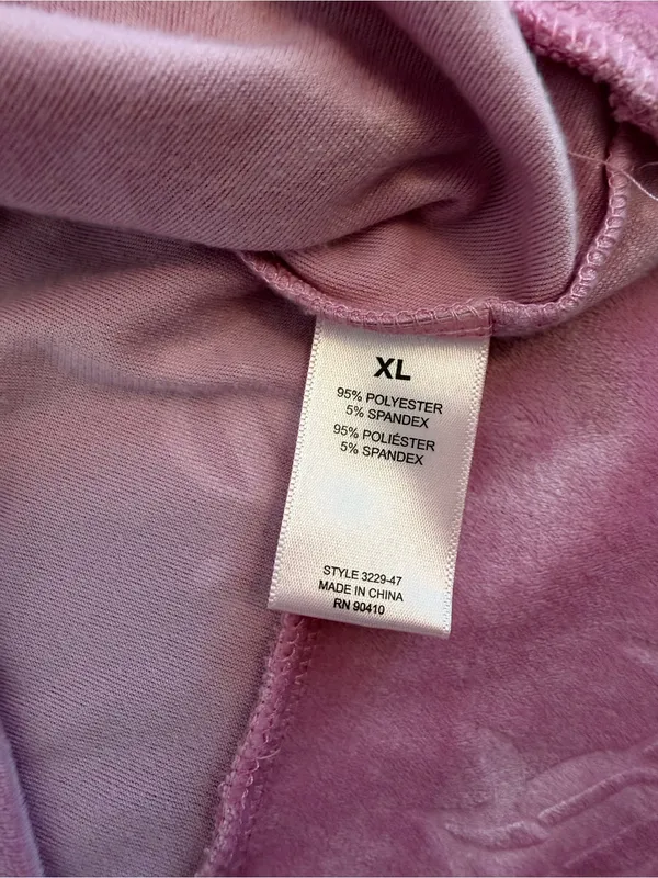 Juicy Couture Pink Velour Rhinestone Logo Pullover Sweatshirt XL - Image 9