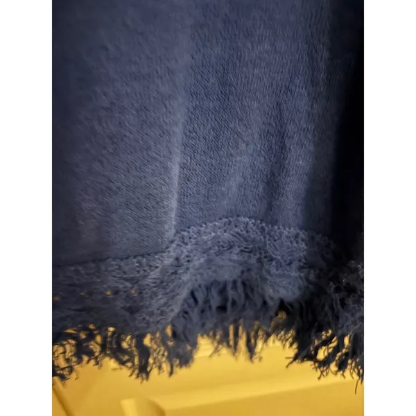 Lilly Pulitzer Blue Linen Cotton Knit Fringe Hem Crossover Back Tank Top Small‎ - Image 2