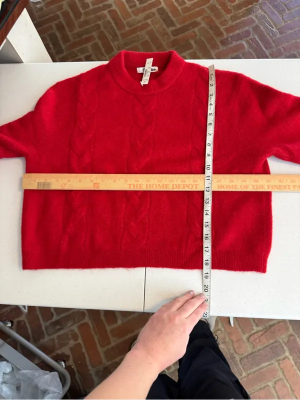 Madewell Crimson red CloudSoft Drop-Shoulder Sweater Size Small Nautical preppy - Image 5