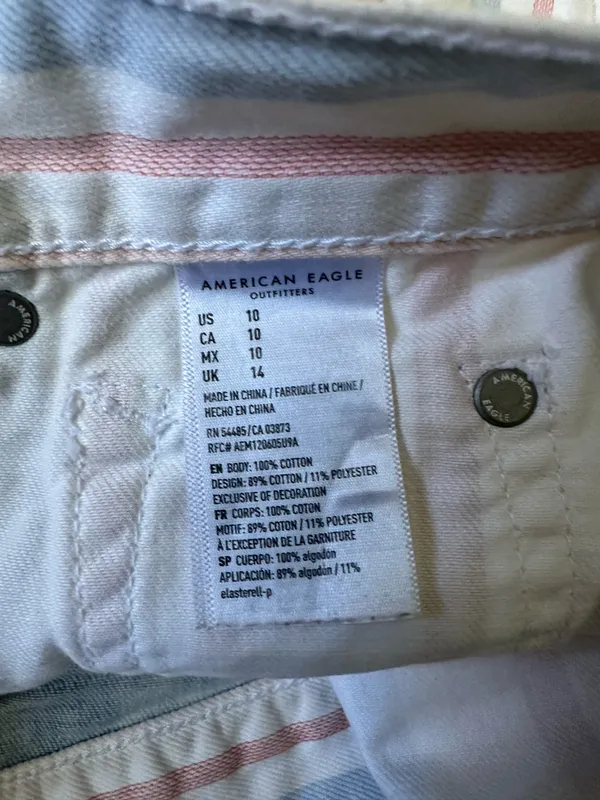 American Eagle Pastel Stripe Patch pocket Denim Mom Shorts~10 - Image 5