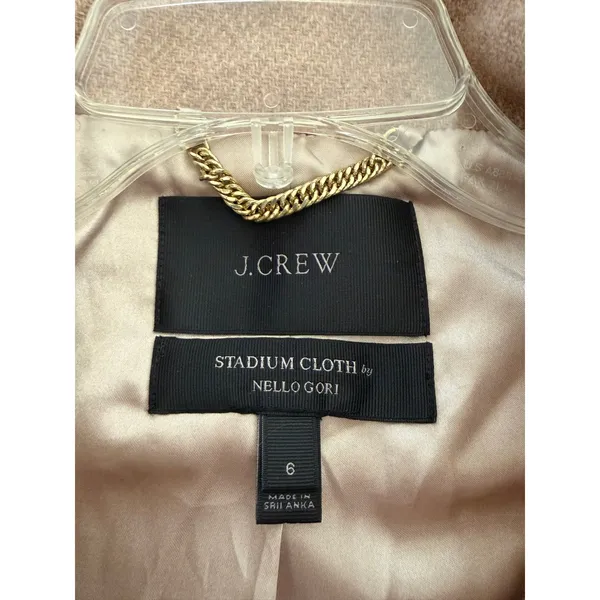 J.Crew Stadium Cloth Coat Women 6 Camel Tan Wool Blend Nello Gori - Image 8