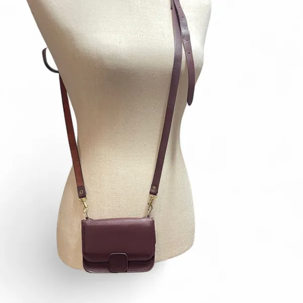 Vintage Burgundy‎ Genuine Leather Mini Crossbody Belt Bag Classic Minimalist - Image 2