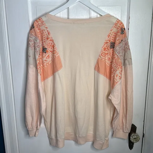 We The Free Free People Camiseta Feelin It Boho Patchwork Top in Alabaster Combo W1096 Sz S - Image 11