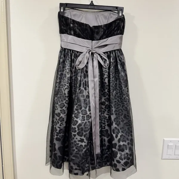 Leopard Print Dress 2 S Metallic Strapless Cocktail Evening Party HOCO Glam - Image 6