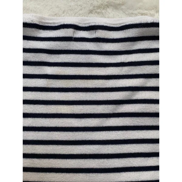 L.L.Bean Size S White Navy Striped Blend Ribbed Pullover Sweater Nautical - Image 4