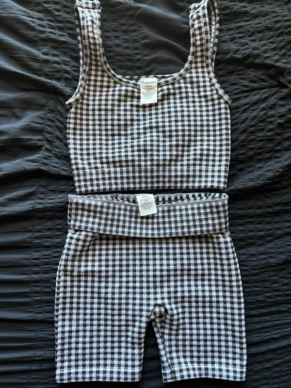 No Boundaries Checkered Biker Shorts and tank top - Image 2