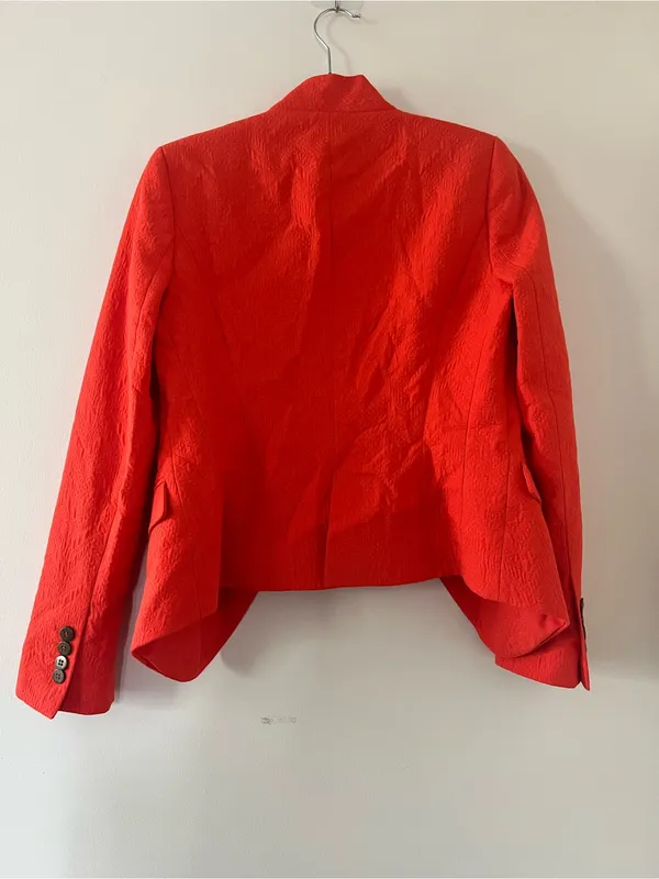 Zara Orange Open Front Blazer Small Dopamine Dressing Office Business Casual - Image 5