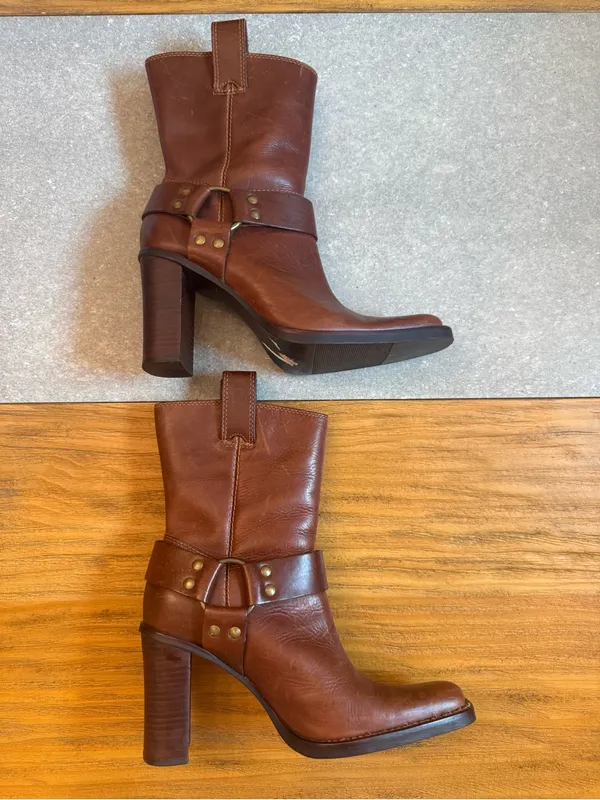Steve Madden Melita Brown Leather Harness Boots Size 9 - Image 3