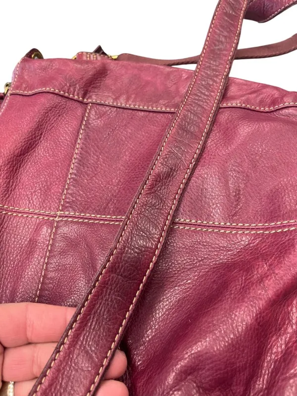 Fossil VTG wms red gold ware leather crossbody shoulder handbag SKU 10-050 - Image 11