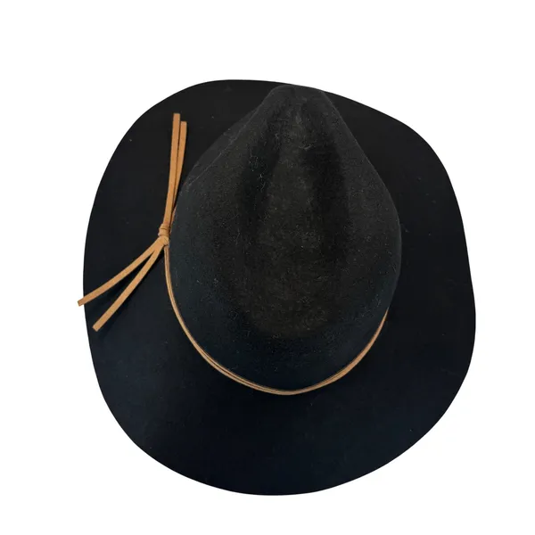 Black‎ Wool Rancher Fedora Wide Brim Western Boho Festival Minimalist Hat OSFA - Image 5