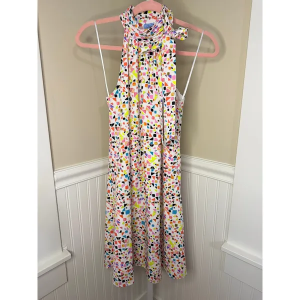 CeCe Candy Gems Print Halter Tie Neck Geometric Confetti Dress Multicolor Size 0 - Image 2