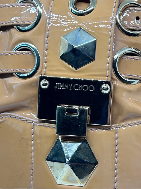Jimmy Choo Ramona Tan Leather Metal Studded Hobo Shoulder Bag Purse 🔥🔥 - Image 6