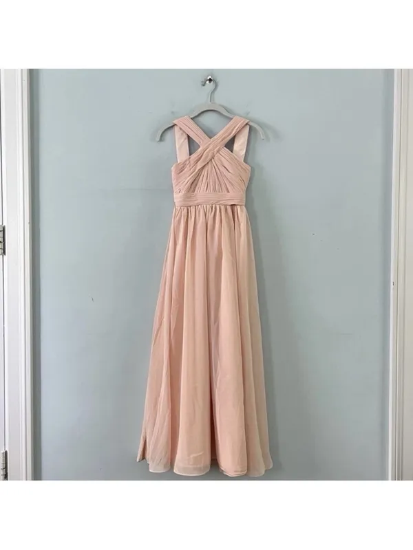 NWT JJ's House‎ Pearl Pink Halter Neck Pleated Chiffon Maxi Bridesmaid Dress - Image 2