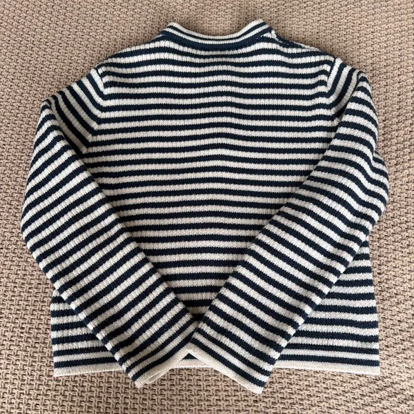 Sioni Navy & White Striped Knit Cardigan - Image 2