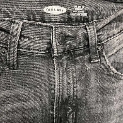 Old‎ Navy Sky-Hi Straight Jeans Extra High Rise Size 6 Gray Acid Wash Raw Hem - Image 2