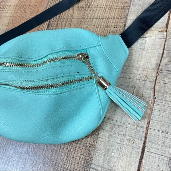 Claire's Pastel Turquoise Belt Bag Fanny Pack Tassel Retro Y2K Western - Image 5