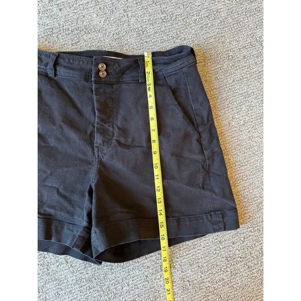 Bohme Womens Black High Waisted‎ Cotton Chino Shorts Size 29 Double Button - Image 6
