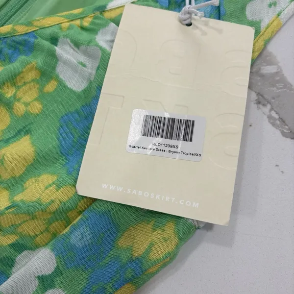 Sabo Skirt Dress Size XS Mini Scarlet Keyhole Spring Summer NWT Green Yellow - Image 4