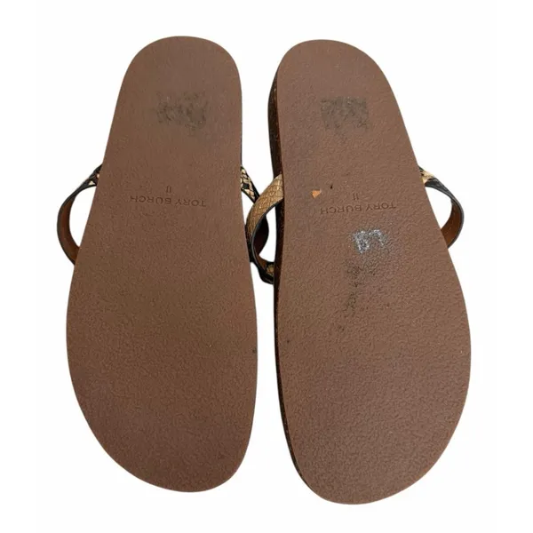 Tory Burch Miller Cloud Stamped Snake Printed Leather/Cork Sandals Women's Sz 11 - Image 8