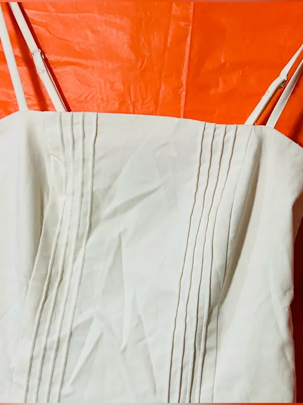 wild fable White Pleated Mini Dress with Adjustable Straps - Image 6