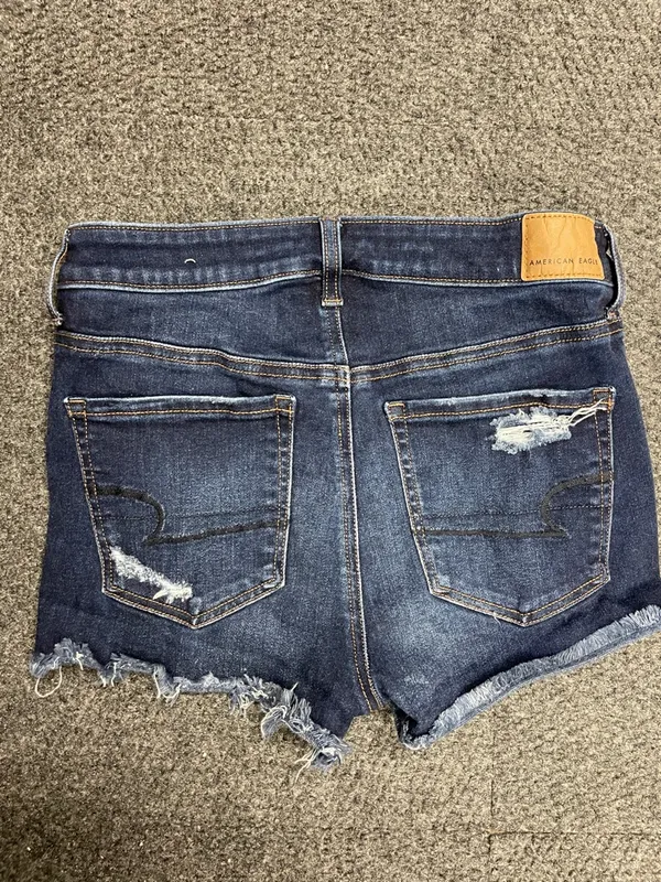 American Eagle Hi-Rise Shortie shorts denim distressed cut off size 4 - Image 3