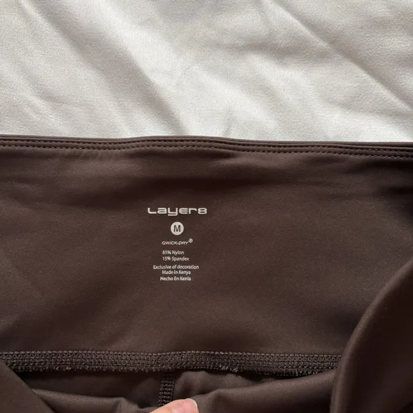 Womens Size Medium Leggings Activewear Running Yoga Brown‎ Pockets Nylon Blend - Image 6