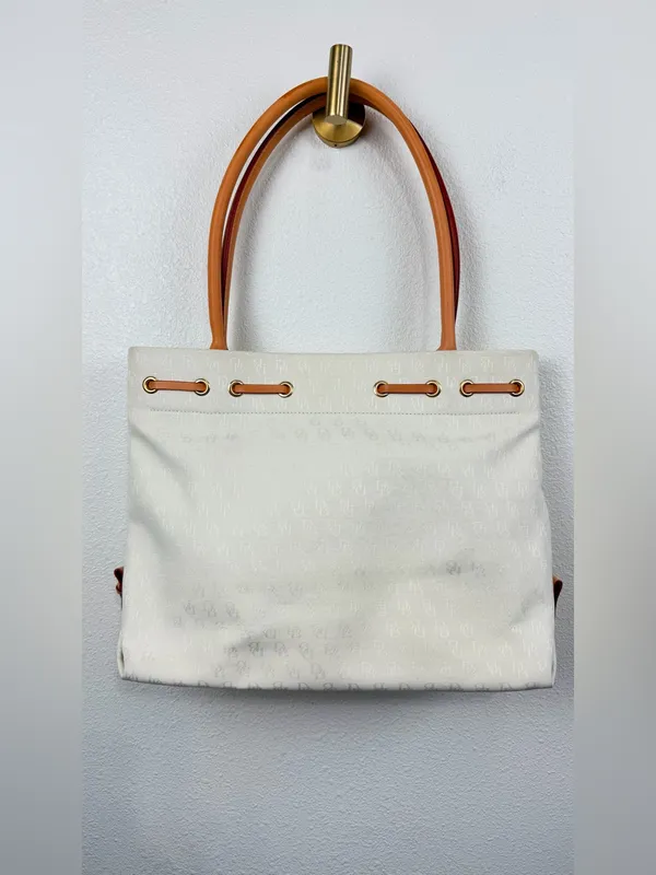 Dooney & Bourke NWOT Canvas Tote Bag with Tan Leather Handles Classic DB Tote - Image 3
