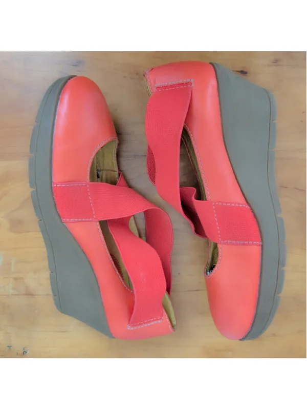 Bussola Zummia Elastic Strappy Red Leather Wedges 39 - Image 5