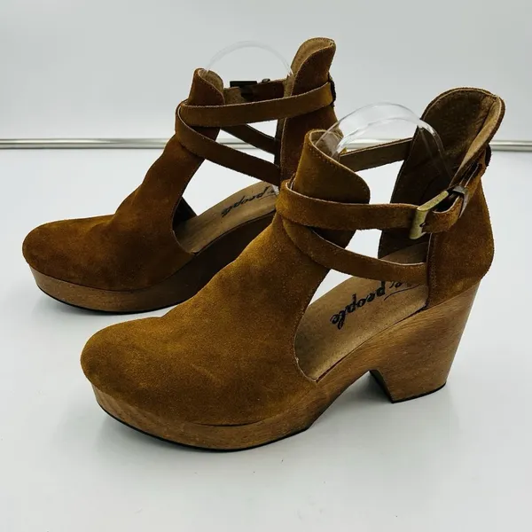 Free People Cedar Clog in Suede Brown Women’s Sz EUR 41 US 10.5-11 Wooden Heel - Image 5