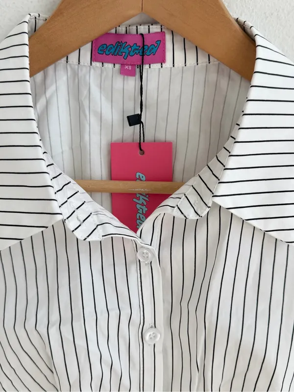 Edikted Striped Button Front Corset Shirt Top Black White XS NWT - Image 2
