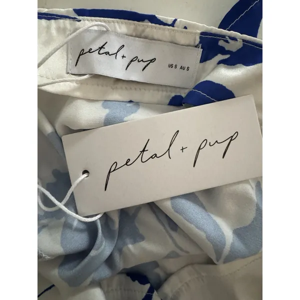 NWT Petal And Pup White Blue Floral Satin Crop Top Women’s Size Small - Image 6