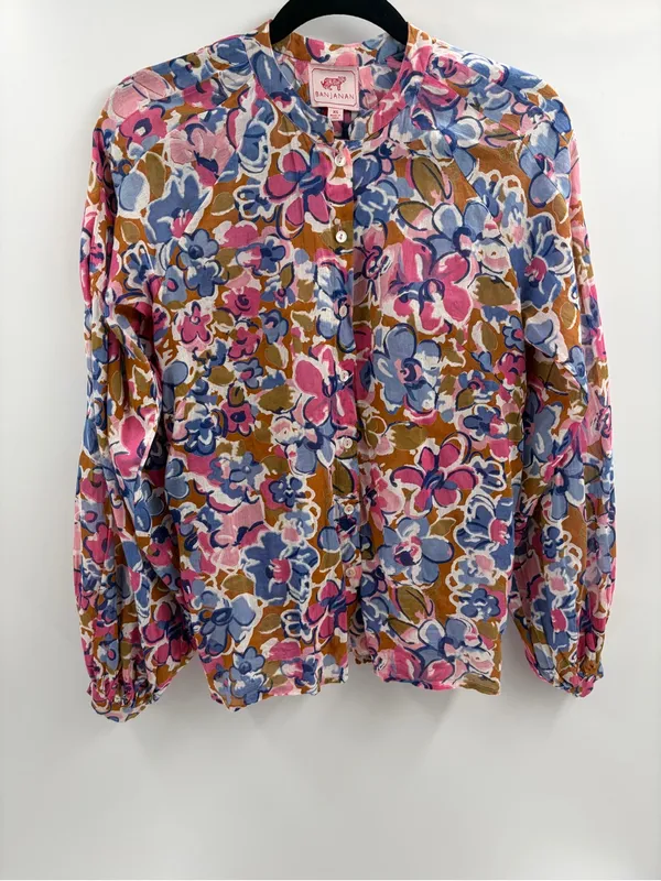 Banjanan Tuckernuck Ella Flora Floral Button-boho Front summer Blouse Shirt xs - Image 2