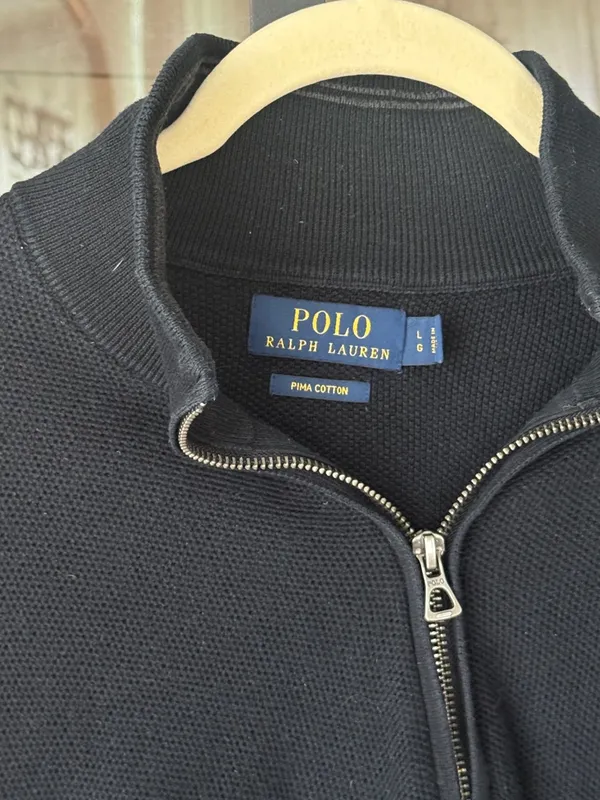 Polo Ralph Lauren 1/4 Zip sweater knit half pima cotton embroidered logo - Image 3