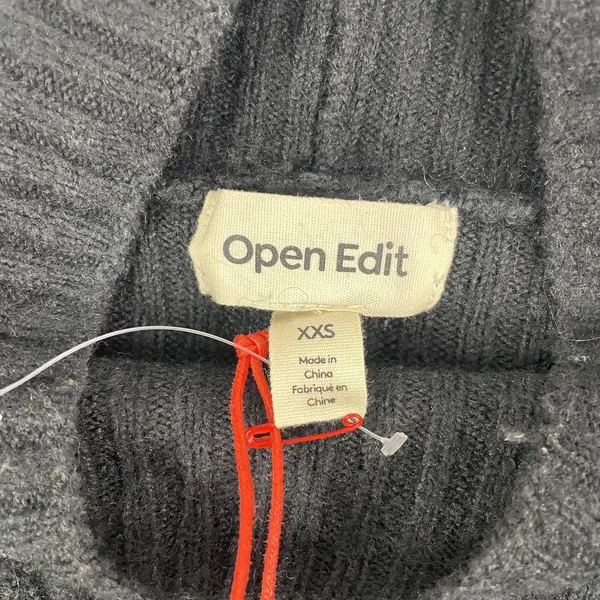 Open Edit‎ Sweater Womens XXS Black Mock Neck Ribbed Chunky-Knit Pullover - Image 3