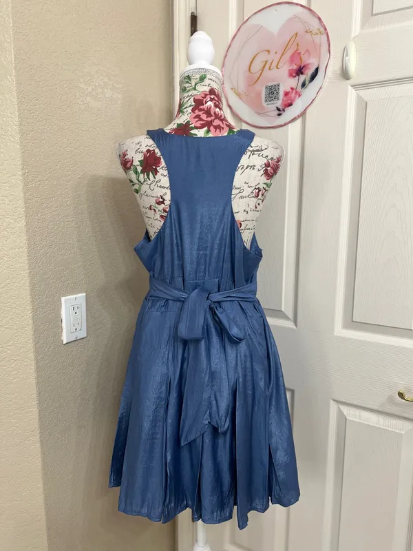D’all Sleeveless Ruffle-Front Mini Dress in Blue size L - Image 3
