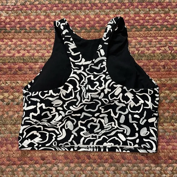 ATHLETA BLACK ABSTRACT HIGH NECK BRA TOP - Image 3