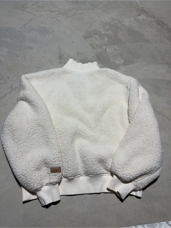 UGG janeann half zip Cream Sherpa Pullover large - Image 7